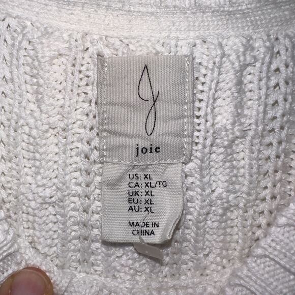 Joie Sweater Vest Women’s XL White Cable Knit Top Fisherman Vest Preppy College - Picture 3 of 4